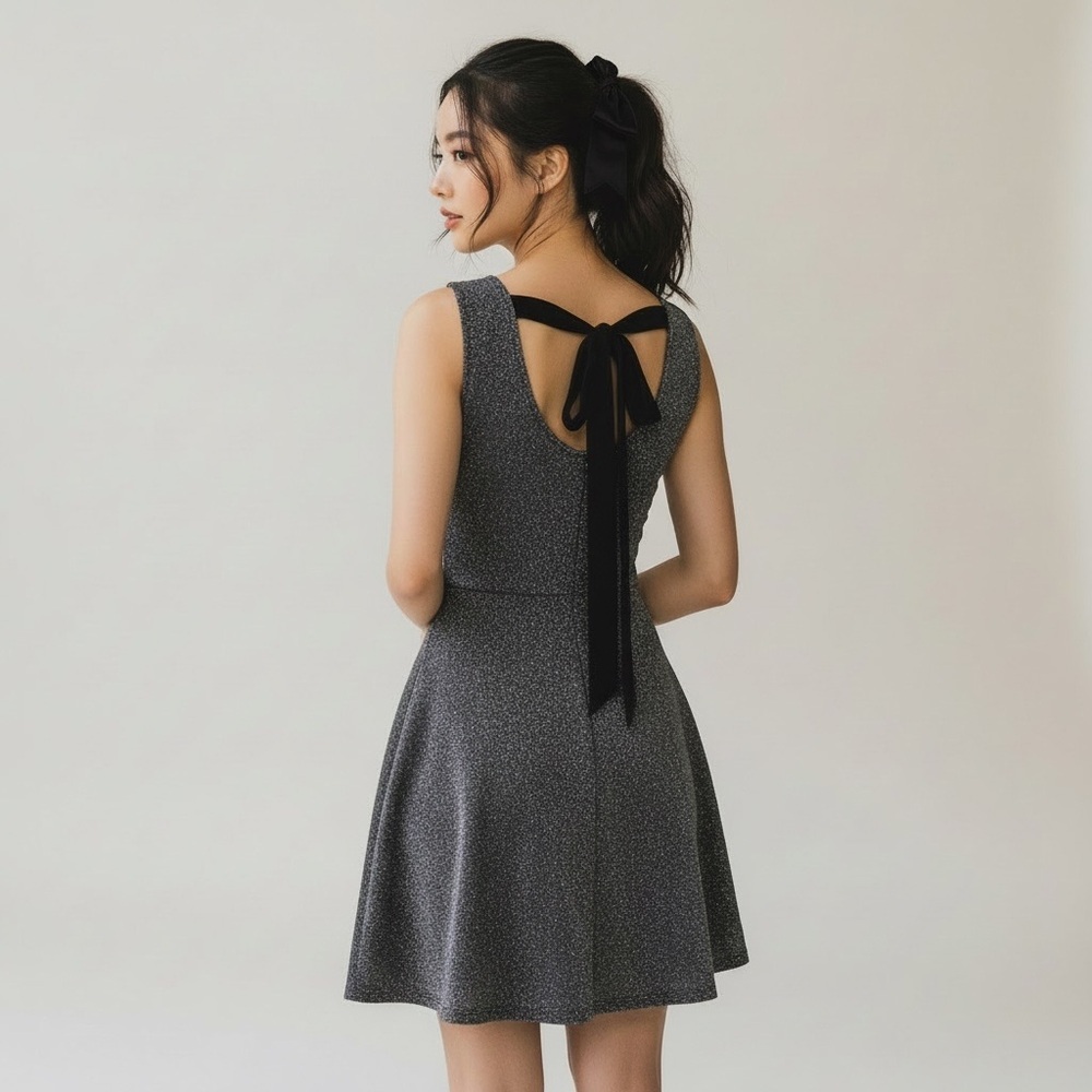 Nordstrom Speechless silver sparkle sleeveless Black bow Graduation off dress